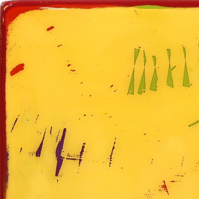 The Window 357 - Yellow Mixed Media Acrylic and Resin Painting on Wood Panel Original Minimalist Artwork by Ricky Hunt For Sale In Los Angeles - Image 6 of 9