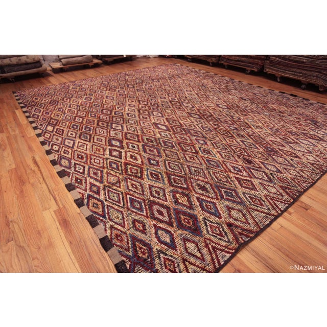 Charming Large Colorful Handmade Diamond Pattern Modern Contemporary Wool Area Rug, Country of origin: Central Asia, Circa...