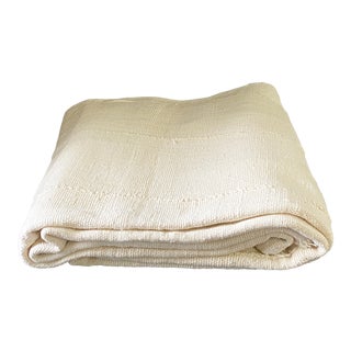 Lg African Plain White Mud Cloth /Blanket Bogolan Textile Mali For Sale