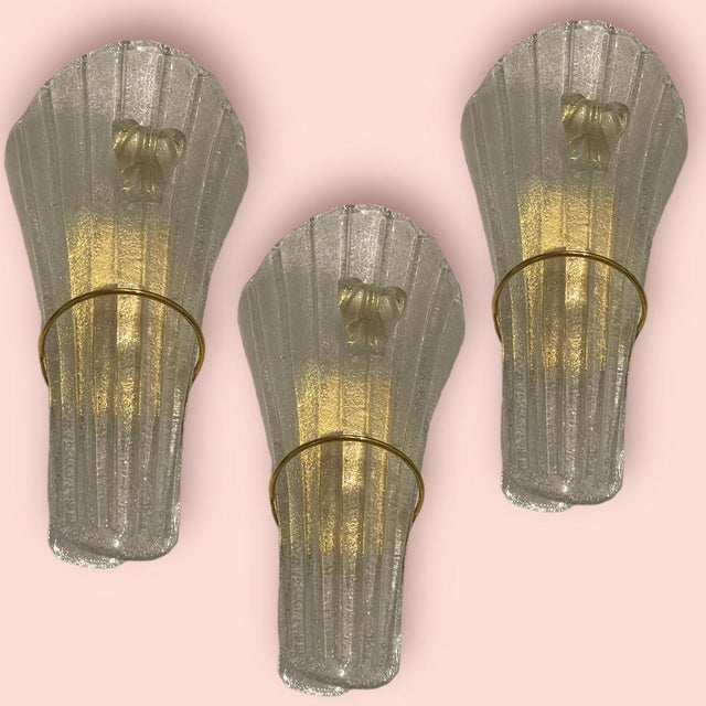 Large Venetian Murano Glass Sconces, 2006, Set of 3 For Sale - Image 12 of 14