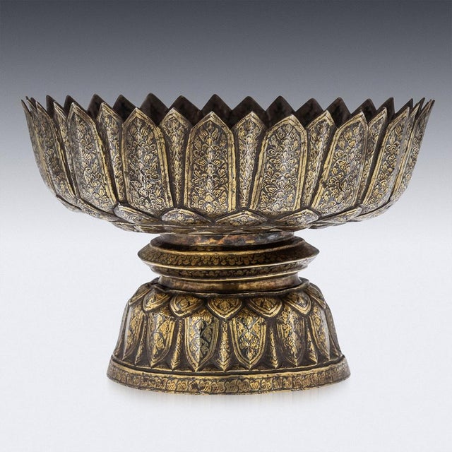 Large 19th Century Thai Silver-Gilt Niello Enamel Bowl, 1800s For Sale - Image 4 of 18