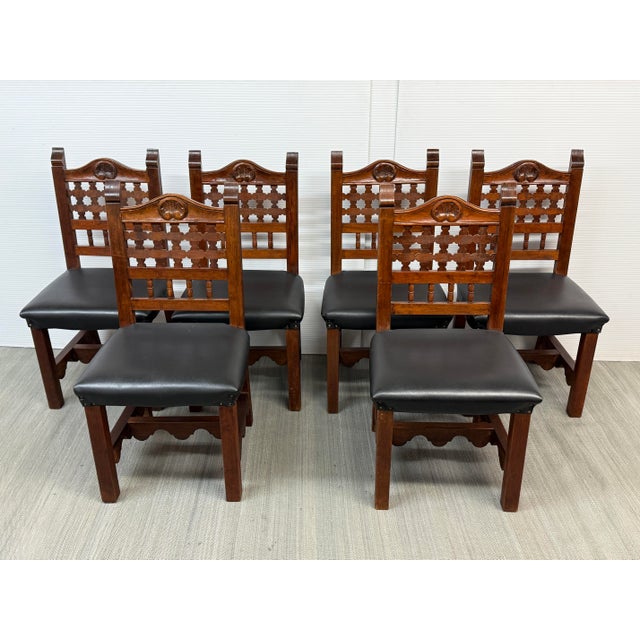 Islamic Moorish Revival Carved Dining Chairs, Set of Six For Sale - Image 3 of 16