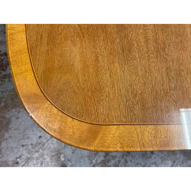 Wood Georgian Satinwood + Mahogany Double Pedestal Dining Table For Sale - Image 7 of 12