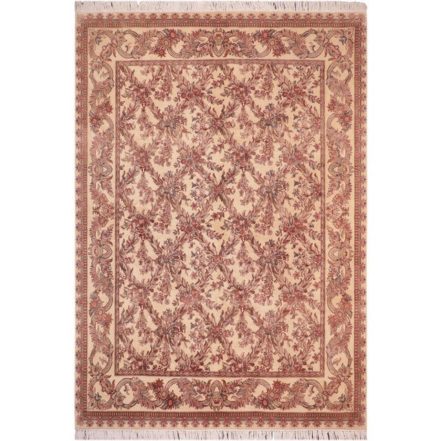Shabby Chic 1990's Trellis Pak-Persian Beige/Brown Wool Rug - 8'1'' X 10'3'' For Sale - Image 9 of 9