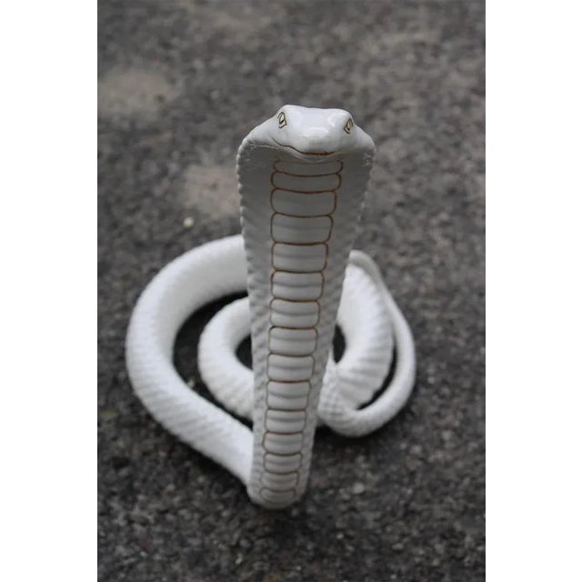Italian White Ceramic Sculpture Snake by Tommaso Barbi, 1970, in Very Good conditions. Designed 1970 to 1979 This piece is...