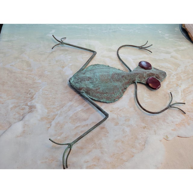 1980s Vintage Brutalist Torch-Cut Patinated Copper Frog Wall Sculpture For Sale In Atlanta - Image 6 of 12