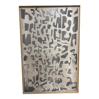 Coup d'Esprit for Four Hands Art Studio “Block Iii” Framed Wood Panel Art For Sale