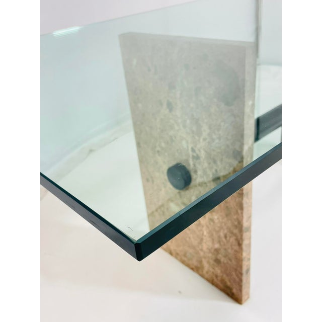 Cream Vintage Marble & Glass Dining Table, Italy 1980s. For Sale - Image 8 of 12