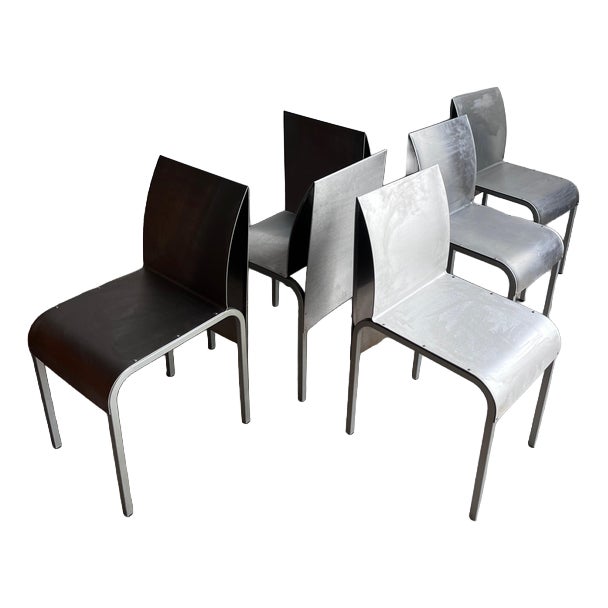 Belgian Postmodernist Chairs in Aluminium, 1980s, Set of 6 For Sale