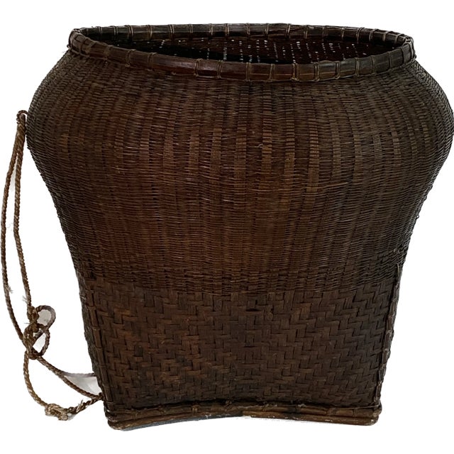 Antique Thai Woven Gathering Basket For Sale - Image 4 of 7