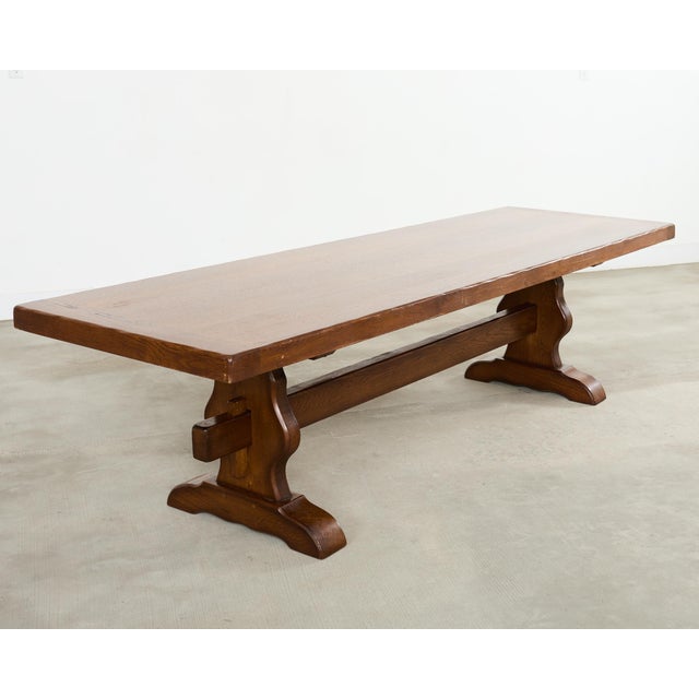 Country French Provincial Oak Farmhouse Trestle Dining Table 9 Ft For Sale - Image 14 of 18