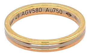 Cartier Vendome Louis Cartier 18k Tri-Color Gold Band Ring W/Cert - Size 5