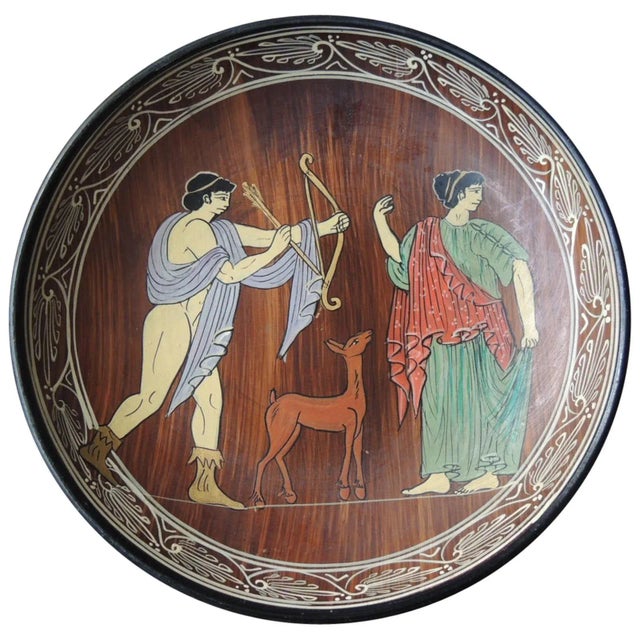 Brown Vintage Greek Hand Painted Footed Krater Bowl For Sale - Image 8 of 8