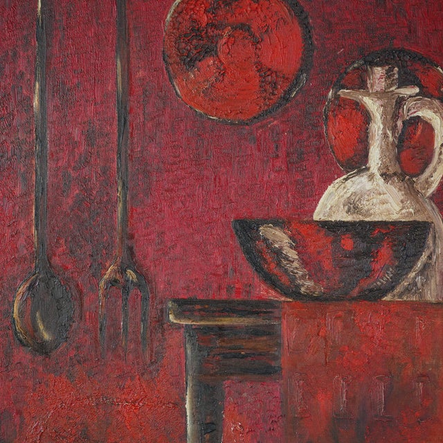20th Century Vintage Primitive Still Life – Oil on Board For Sale - Image 10 of 11