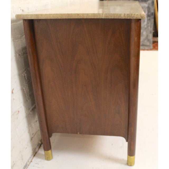 Mid 20th Century Mid 20th Century Travertine Topped Walnut Credenza in the Hollywood Regency Style For Sale - Image 5 of 16