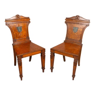 Regency Oak Hall Chairs - a Pair For Sale