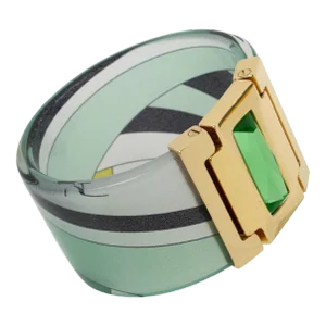 Emilio Pucci Jeweled Bracelet Bangle Lucite with Multicolor Silk Inclusion