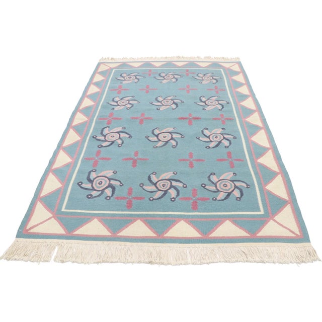 Farmhouse Vintage Romanian Kilim Rug - 04'02 X 06'00 For Sale - Image 3 of 9