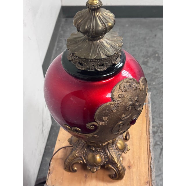 Antique Hollywood Regency Metal Table Lamp For Sale - Image 13 of 15
