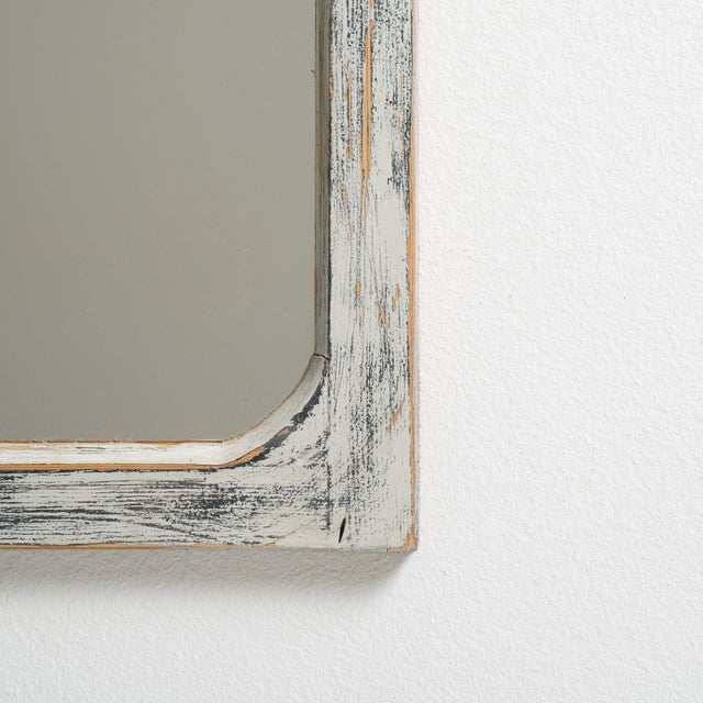 Wood 19th Century France Antique White Wood Mirror For Sale - Image 7 of 7