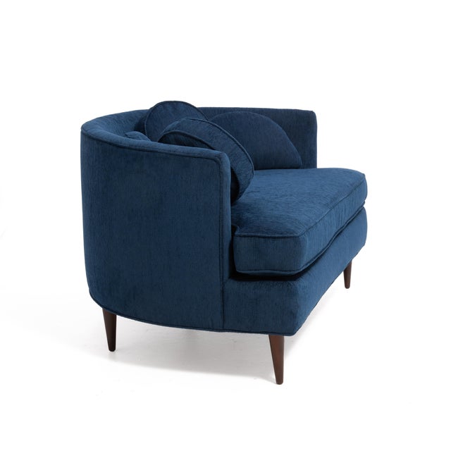 Mid Century Half Moon Lounge Chair & Ottoman After Adrian Pearsall Satellite Havana Knoll Fabric For Sale - Image 12 of 18