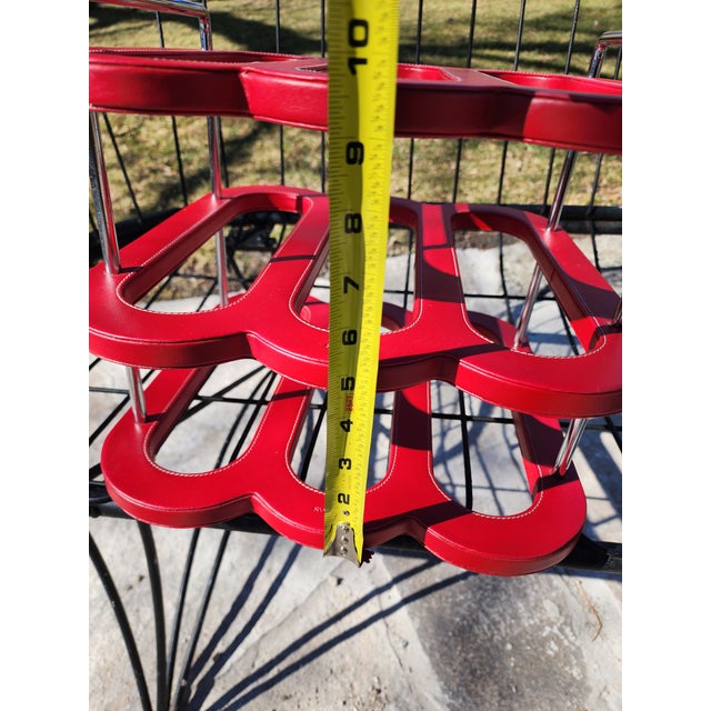 1970s Mid Century Modern Authentic Swing Design Italy Red Leather & Chrome Wine Rack –6-Bottle For Sale - Image 15 of 16