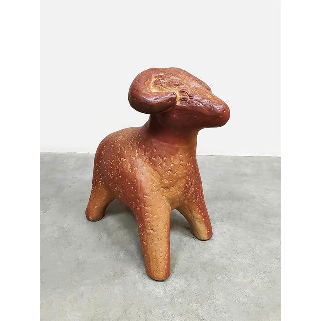 Large Vintage Decorative Ceramic Ram Sculpture For Sale - Image 3 of 8
