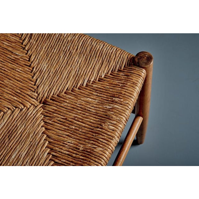 Beechwood Stools with Woven Rush Seats, France, 1950s, Set of 2 For Sale - Image 11 of 14