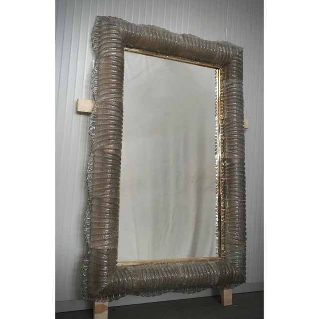 Illuminated Smoky Murano Glass and Brass Wall Mirror, 2000 For Sale - Image 6 of 13