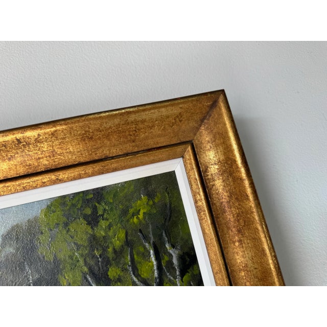 1976 French “Le Lac” Impressionist Landscape Oil on Canvas Painting by M. Roche, Framed/ Sold For Sale - Image 12 of 12