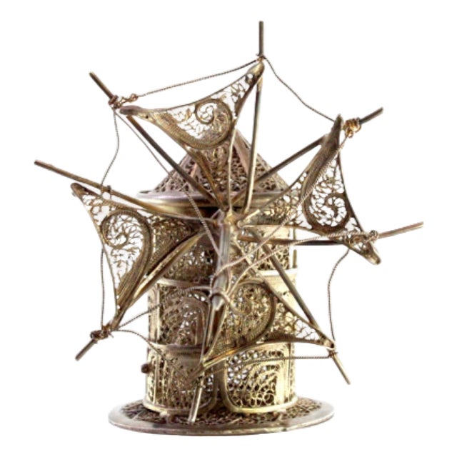 Silver Filigree Mill with Reliefs and Applications For Sale