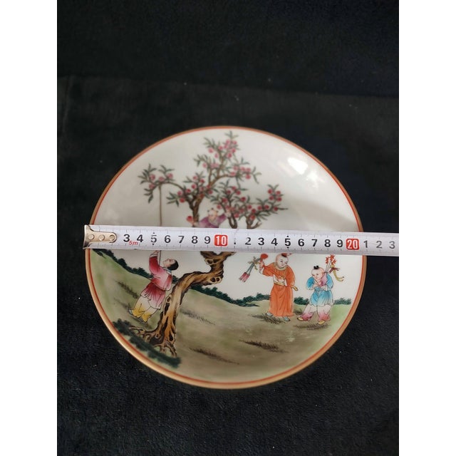 White Chinese Ceramic Plate,Yongzheng Marked Famille Rose Porcelain Plate Hand Painted Playing Children Pattern For Sale - Image 8 of 10