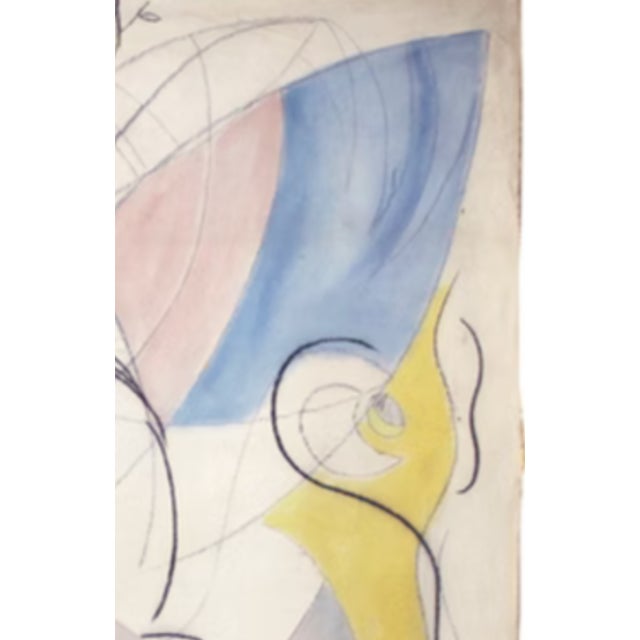 Contemporary "Fumo Centro". Mixed Media on Canvas by Joe Ginsberg. Nursery Shades - Pink, Blue, & Yellow. Neutral Background With Black & Green Highlights.s. For Sale - Image 3 of 7