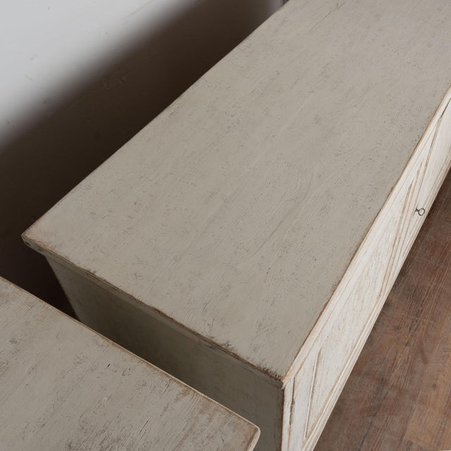 Pair 19th Century Swedish White Painted Pine Sideboards With Fluted Doors For Sale - Image 6 of 16