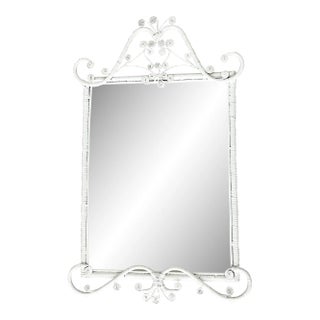 Vintage Peacock Fiddlehead Wicker Mirror For Sale