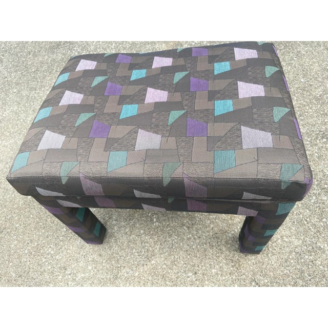 Postmodern 1970s Milo Baughman Style Parsons Post Modern Ottomans – a Pair For Sale - Image 3 of 11