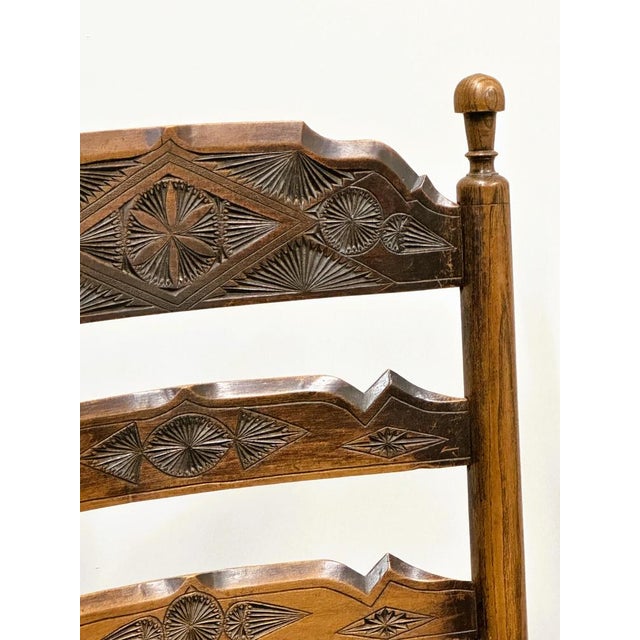 19th Century Handcrafted and Carved Ladder Back Chair, 1840s For Sale - Image 11 of 12