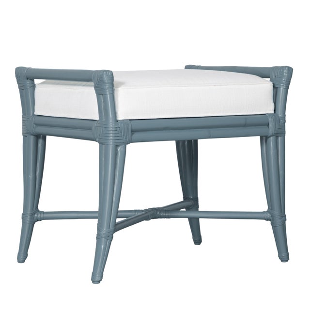 Not Yet Made - Made To Order Small Malacca Bench - Regatta Blue For Sale - Image 5 of 8