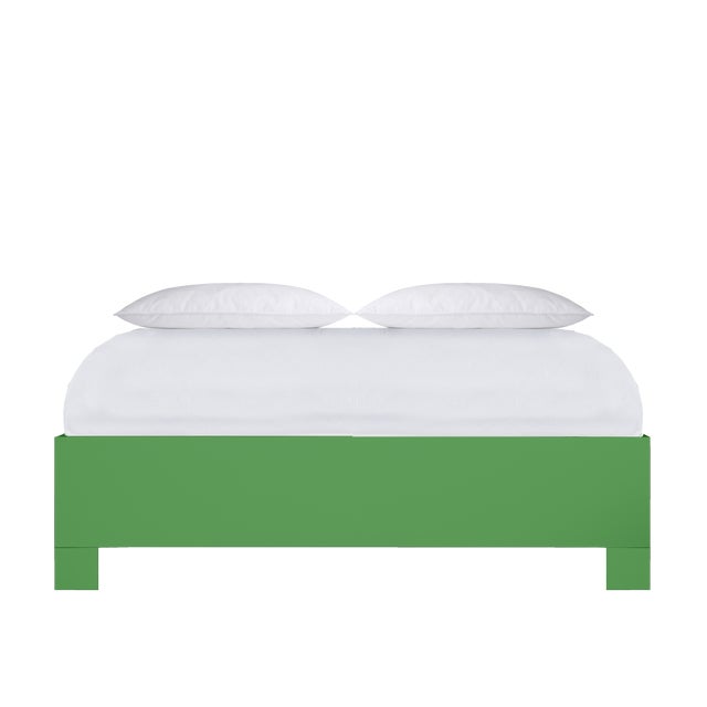 Wood Silas Platform Bed Queen - Bright Green For Sale - Image 7 of 12