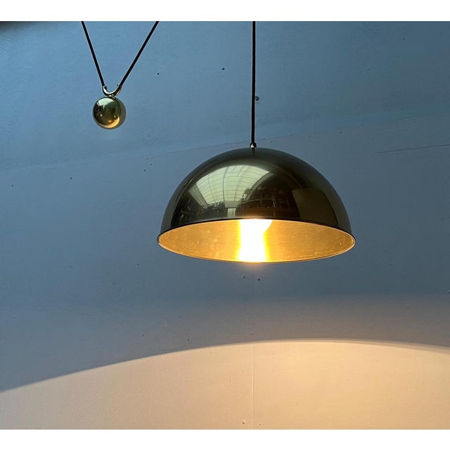 Vintage German Postmodern Brass Model Duos Counterweight Pendant Light by Florian Schulz, 1980s For Sale - Image 5 of 18