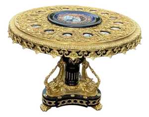 1960s French Louis XVI Bronze Porcelain Center Table