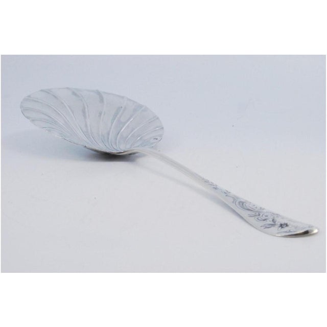 Silver Dessert Spoon with Leaf-Shaped Shell For Sale - Image 4 of 9