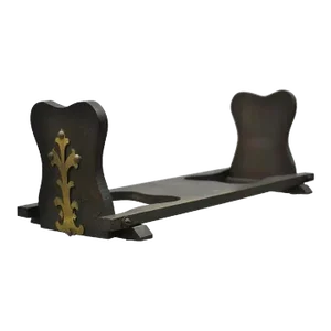 Antique Mission Oak & Brass Arts & Crafts Folding Bookends Book Holder Stand