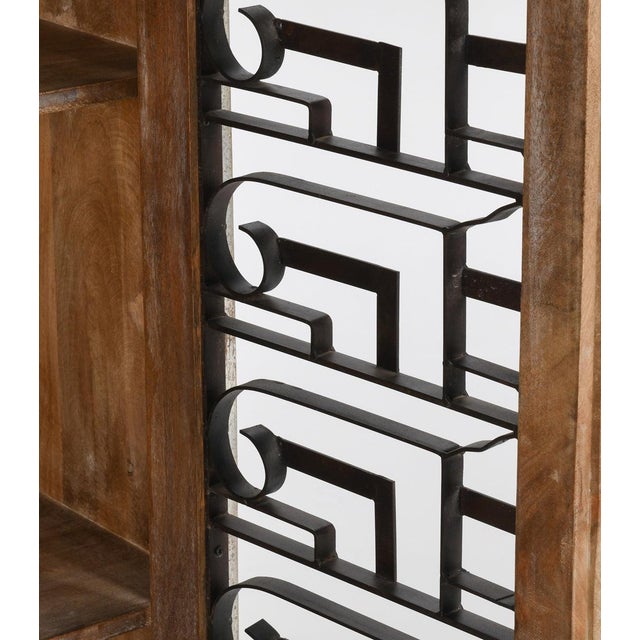 2020s Deco Iron Door Wood Cabinet For Sale - Image 5 of 6