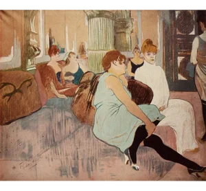1950s After Toulouse-Lautrec "The Salon" Full Color Vintage Impressionist Print