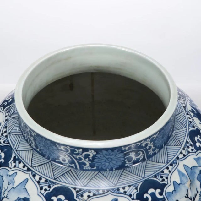 Blue Large 20th Century Guangxu Chinese Export Porcelain Blue & White Ginger Jar Vase and Cover For Sale - Image 8 of 12
