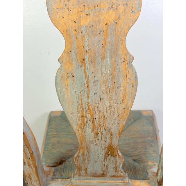 Set of Eight Queen Anne Dining Chairs, Carved Wood, Distressed Finish For Sale - Image 9 of 16