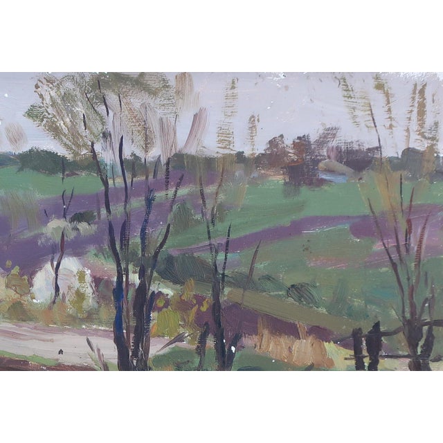 Realism Antique Impressionism Oil Painting, Ukrainian Rural Landscape Art, 1982 34-50 For Sale - Image 3 of 6