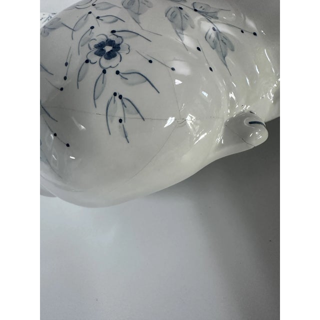 Vintage Italian Ceramic Blue and White Cat Figurine on Pillow For Sale - Image 12 of 12