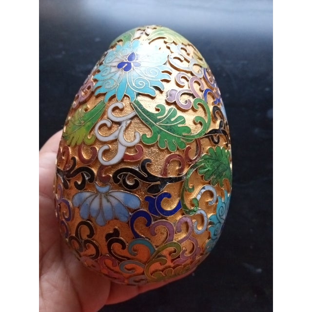1970s Brass Enamel Cloisonne Egg Figurine For Sale In Dallas - Image 6 of 6